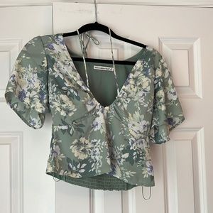 Small Abercrombie, green floral shirt